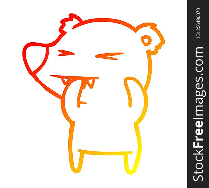 warm gradient line drawing of a angry bear cartoon