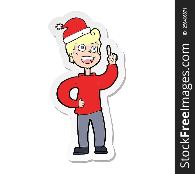 sticker of a cartoon man ready for christmas