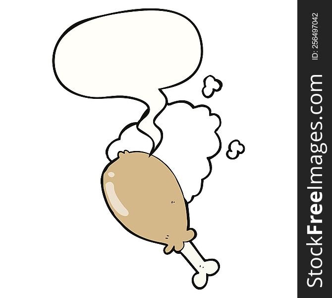 cartoon chicken leg with speech bubble. cartoon chicken leg with speech bubble