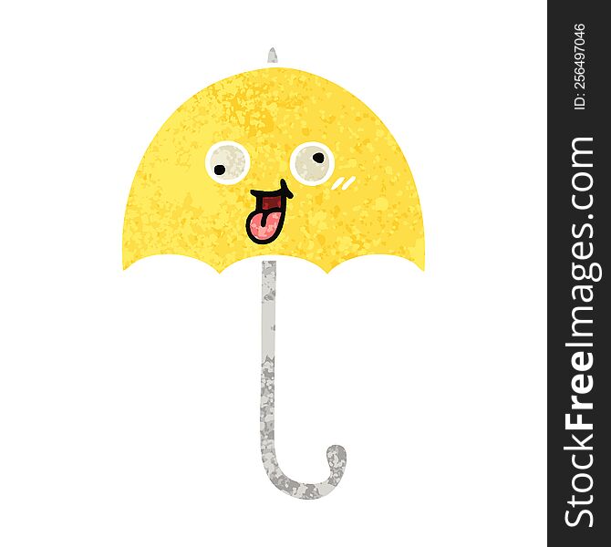 Retro Illustration Style Cartoon Umbrella
