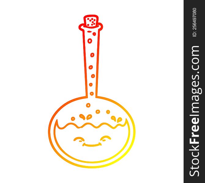 warm gradient line drawing of a cartoon chemical reaction