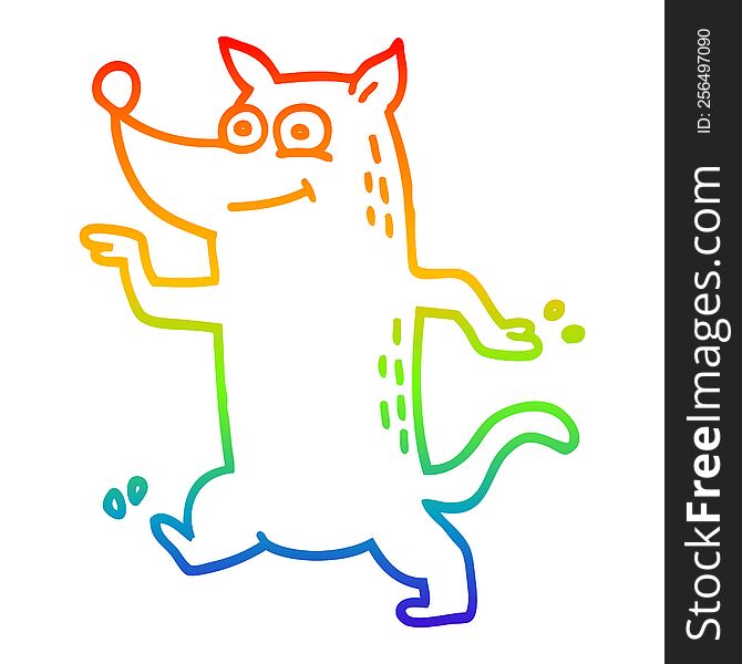 Rainbow Gradient Line Drawing Cartoon Funny Dog