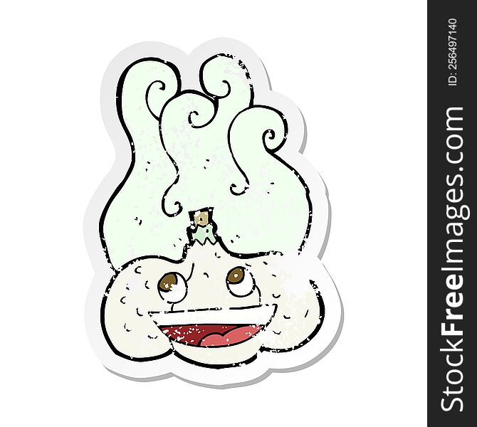 Retro Distressed Sticker Of A Cartoon Happy Garlic