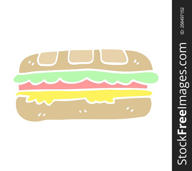 flat color illustration cartoon tasty sandwich