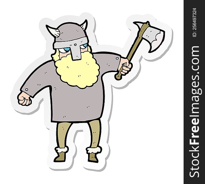 sticker of a cartoon viking warrior
