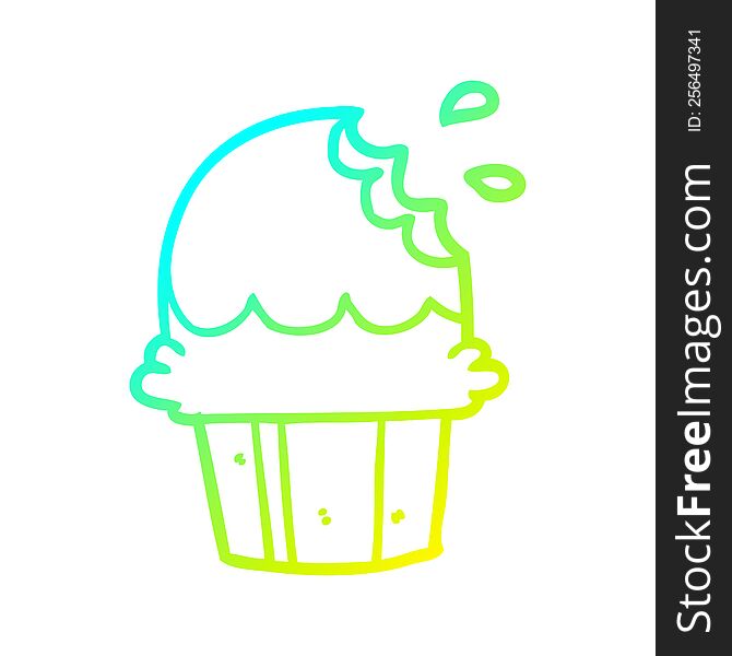 cold gradient line drawing chocolate cupcake