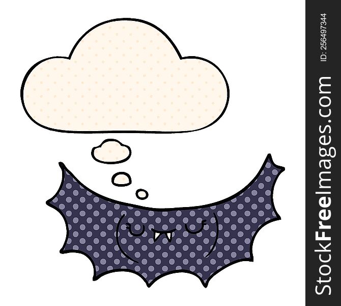 cartoon vampire bat with thought bubble in comic book style