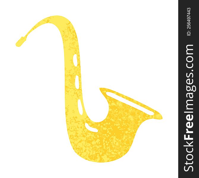Retro Illustration Style Cartoon Musical Saxophone