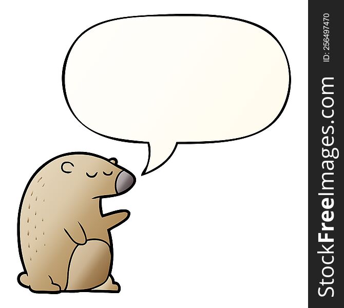 cartoon bear with speech bubble in smooth gradient style
