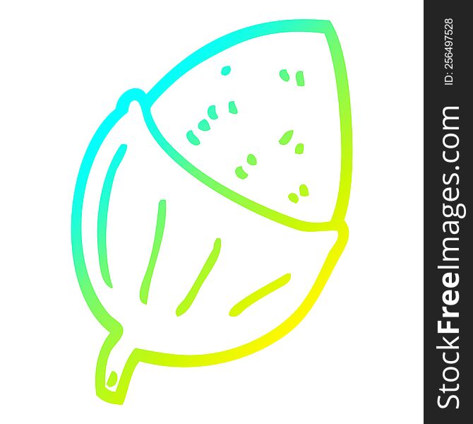 cold gradient line drawing of a cartoon acorn