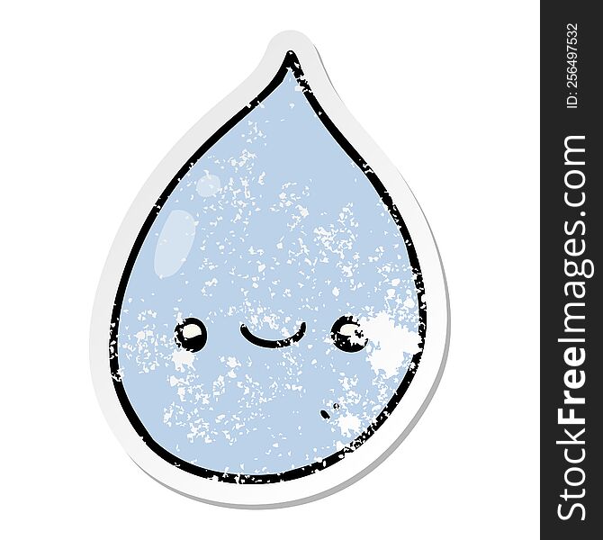 distressed sticker of a cartoon raindrop