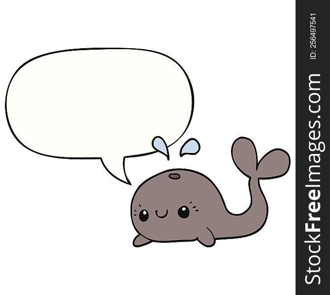 cute cartoon whale with speech bubble. cute cartoon whale with speech bubble