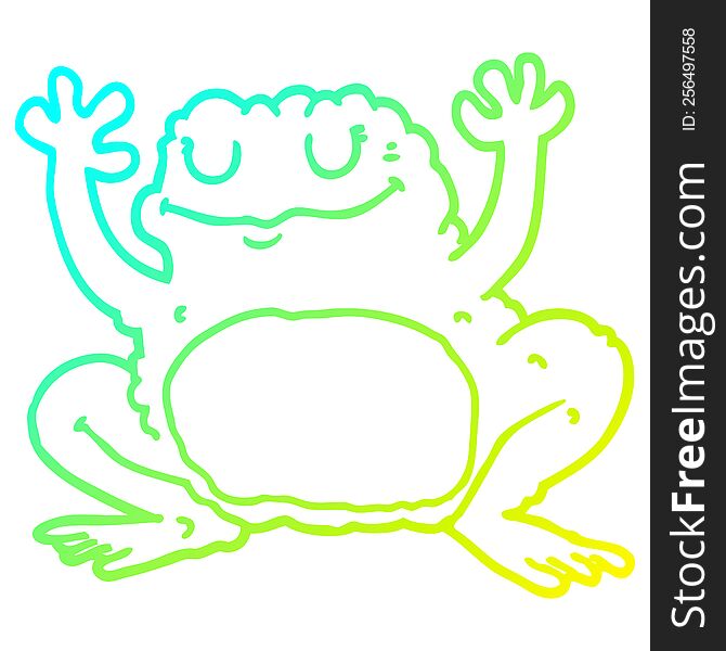 Cold Gradient Line Drawing Cartoon Frog