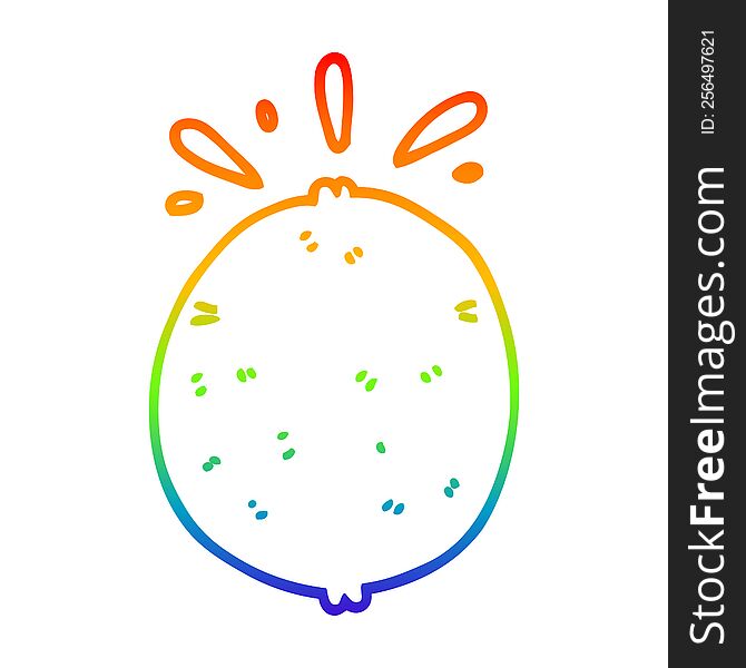 Rainbow Gradient Line Drawing Cartoon Lemon