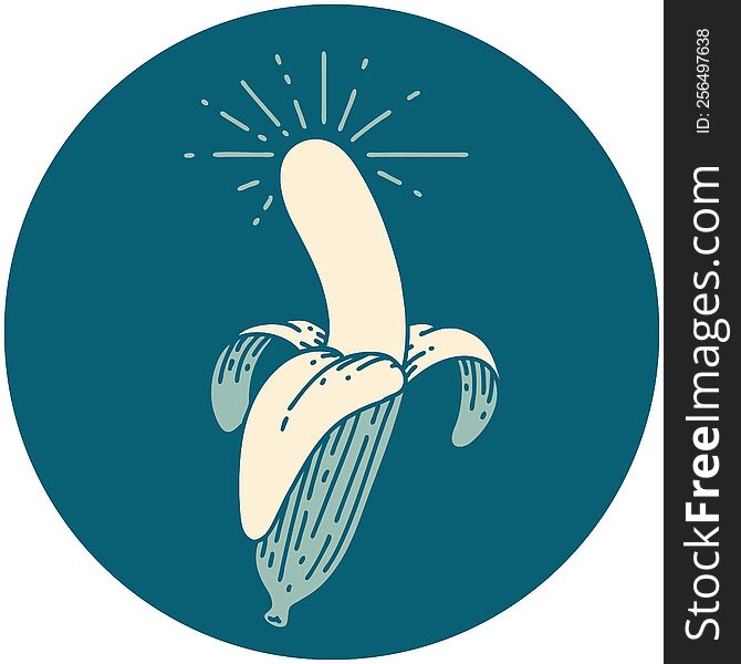 icon of a tattoo style peeled banana