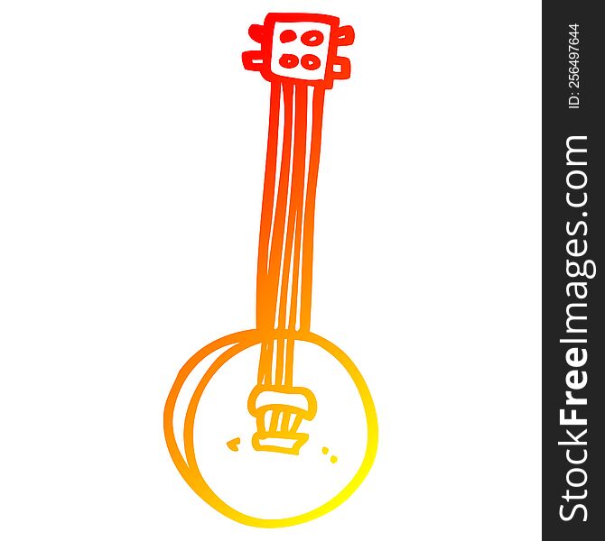 Warm Gradient Line Drawing Cartoon Old Banjo