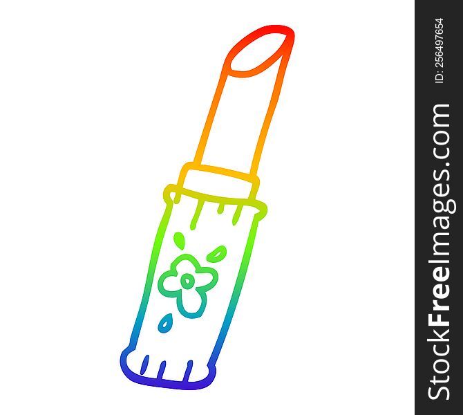 rainbow gradient line drawing of a cartoon lipstick
