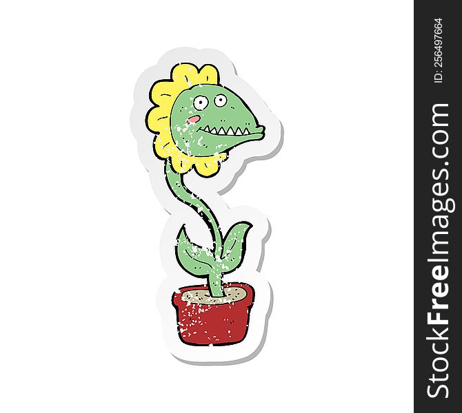 retro distressed sticker of a cartoon monster plant