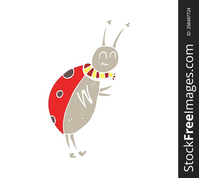Flat Color Illustration Of A Cartoon Ladybug