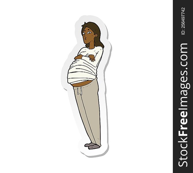 sticker of a cartoon pregnant woman