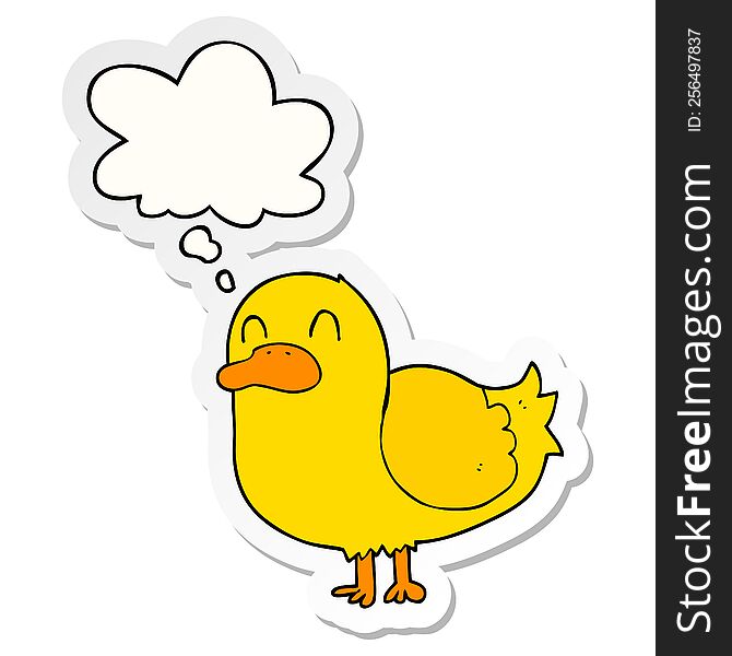 Cartoon Duck And Thought Bubble As A Printed Sticker