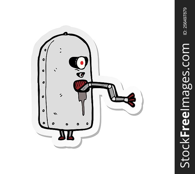 sticker of a cartoon clunky old robot