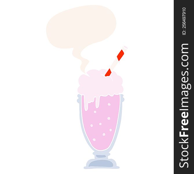 cartoon milkshake with speech bubble in retro style