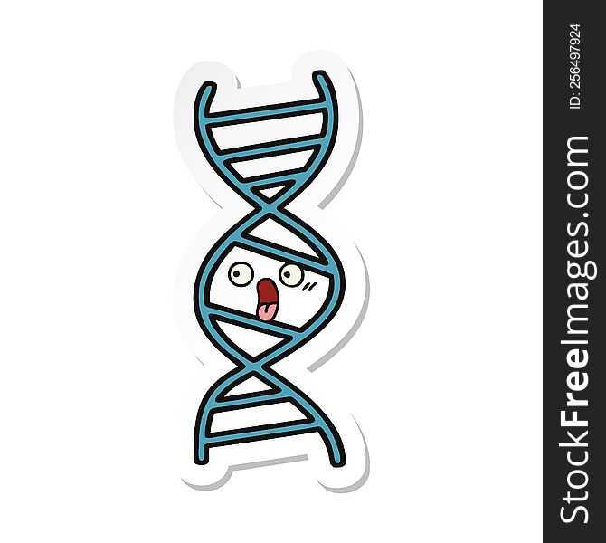 Sticker Of A Cute Cartoon DNA Strand