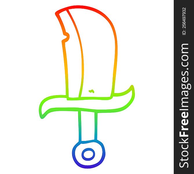 Rainbow Gradient Line Drawing Cartoon Dagger