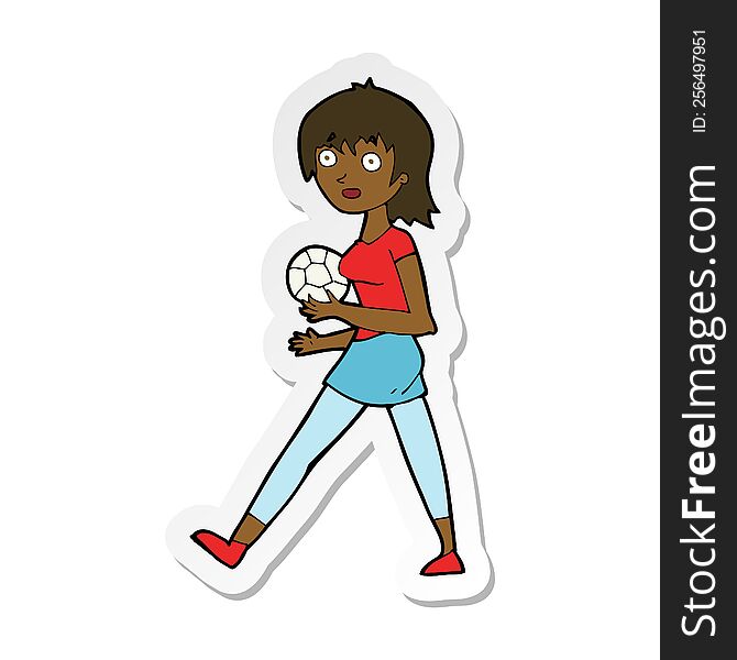 sticker of a cartoon soccer girl