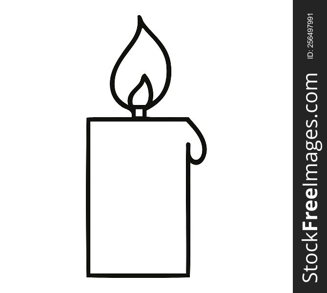 line drawing cartoon of a lit candle