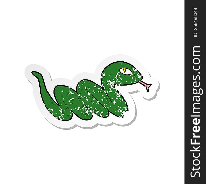 Distressed Sticker Of A Cartoon Slithering Snake