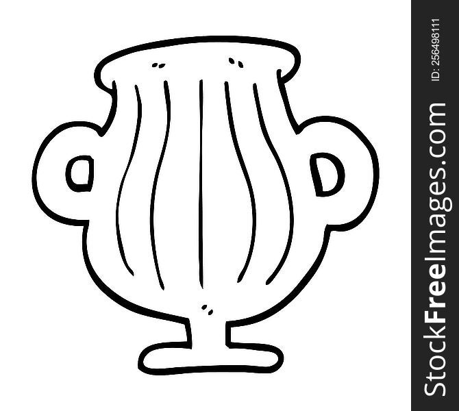 Black And White Cartoon Of A Golden Vase