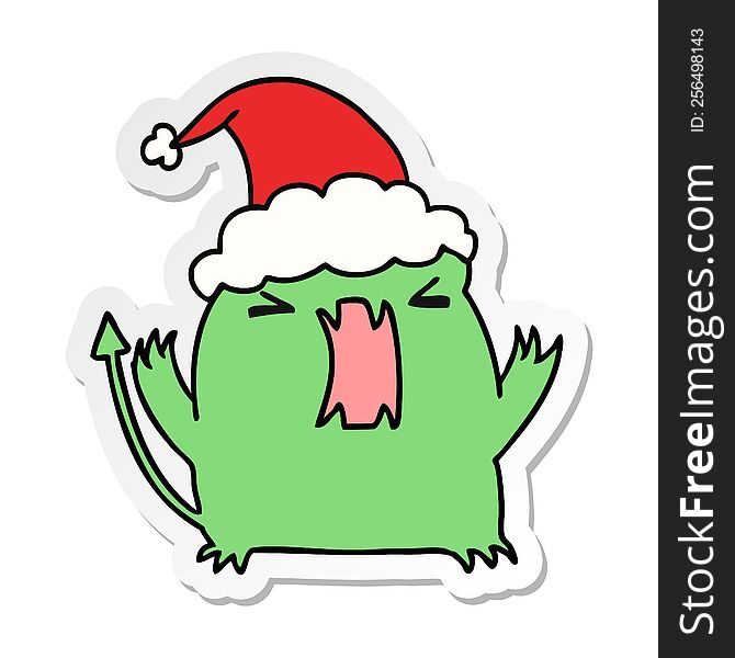 Christmas Sticker Cartoon Of Kawaii Devil