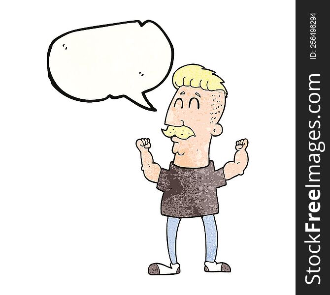 Speech Bubble Textured Cartoon Celebrating Man