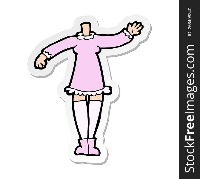 sticker of a cartoon female body