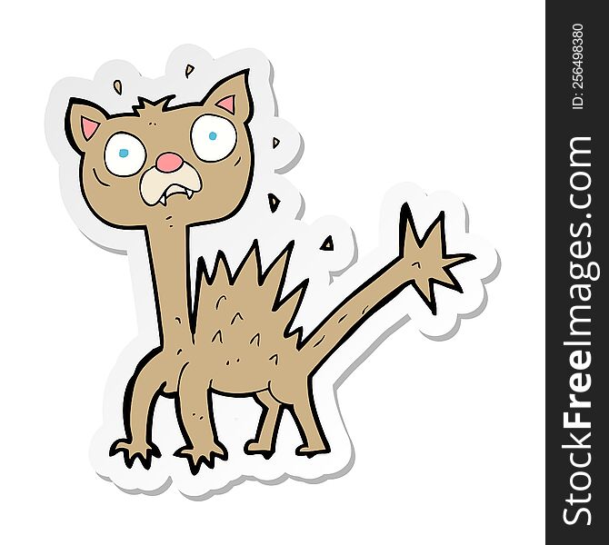 Sticker Of A Cartoon Scared Cat