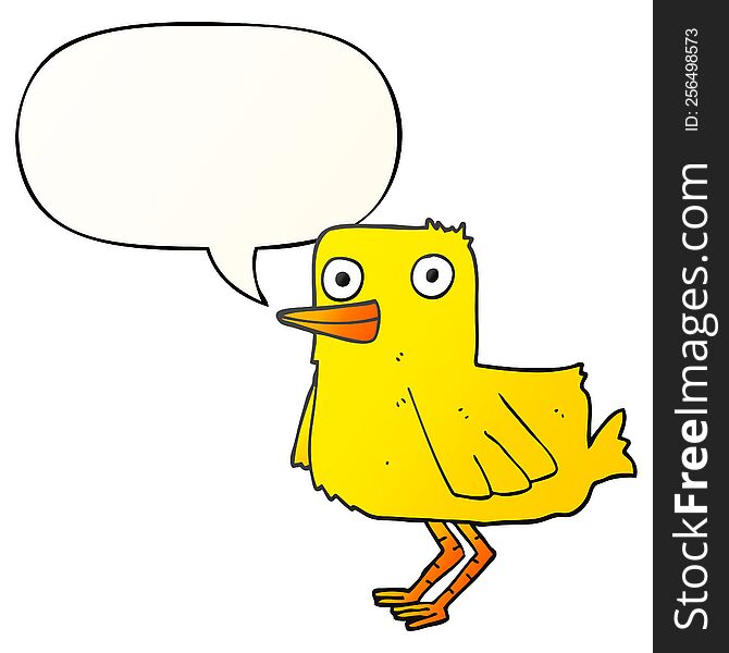 cartoon duck with speech bubble in smooth gradient style