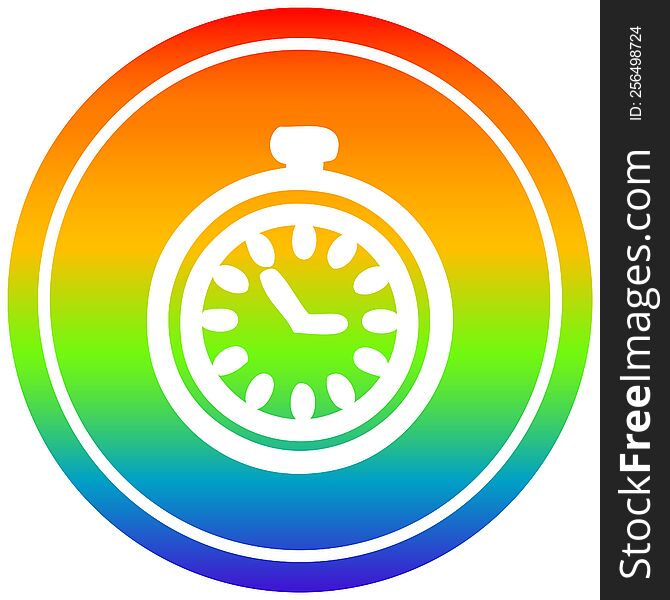 stop watch circular icon with rainbow gradient finish. stop watch circular icon with rainbow gradient finish