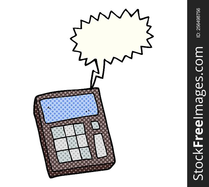 freehand drawn comic book speech bubble cartoon calculator