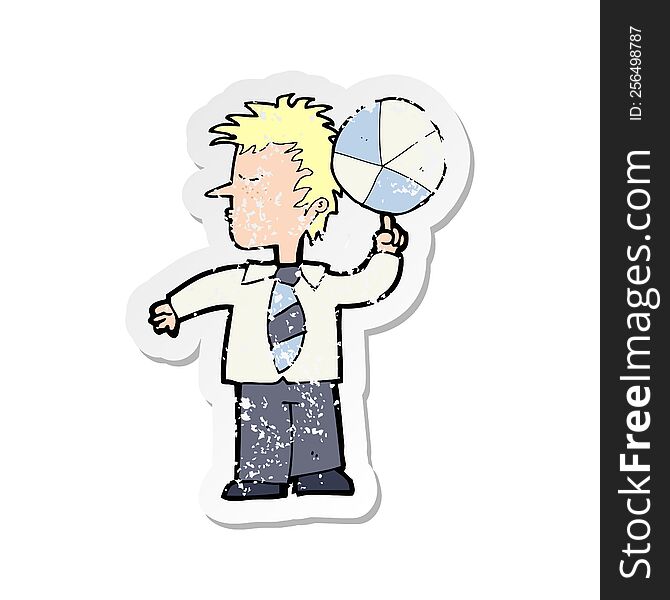 retro distressed sticker of a cartoon school boy with ball