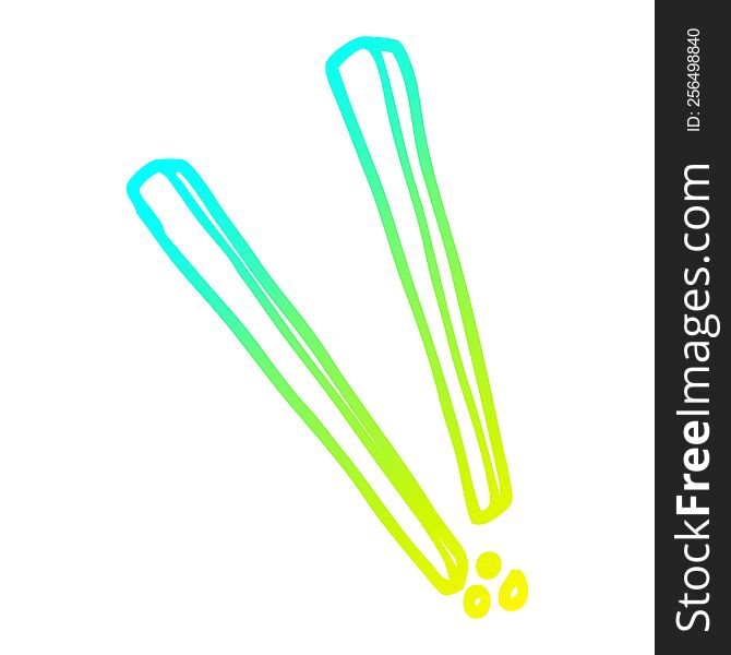 cold gradient line drawing of a cartoon wooden chopsticks