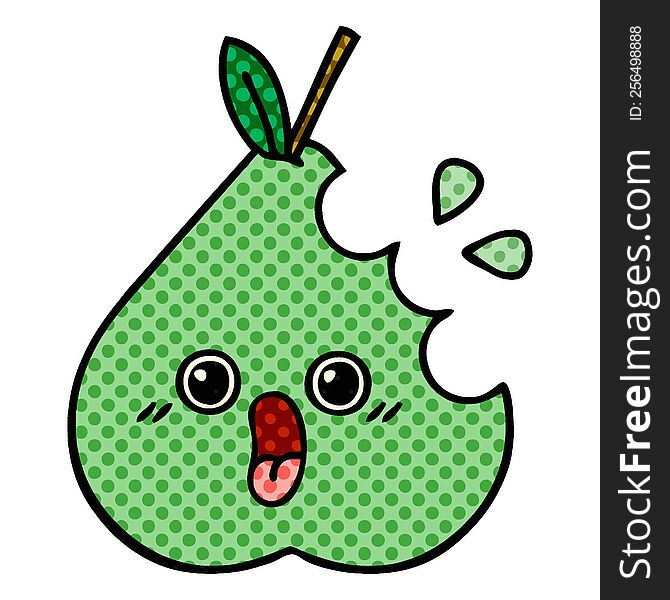 Comic Book Style Cartoon Green Pear