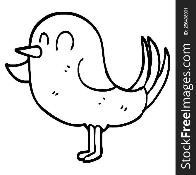 line drawing cartoon garden bird