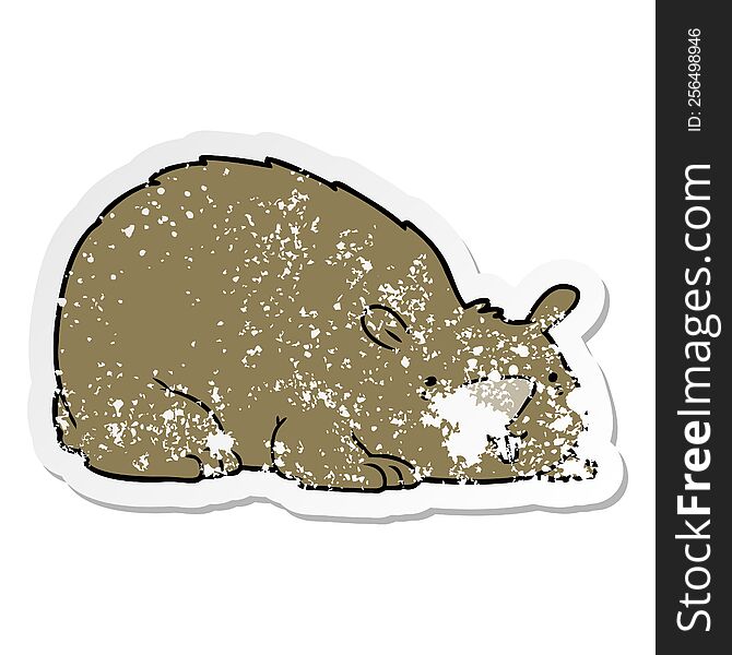 Distressed Sticker Of A Cartoon Wombat