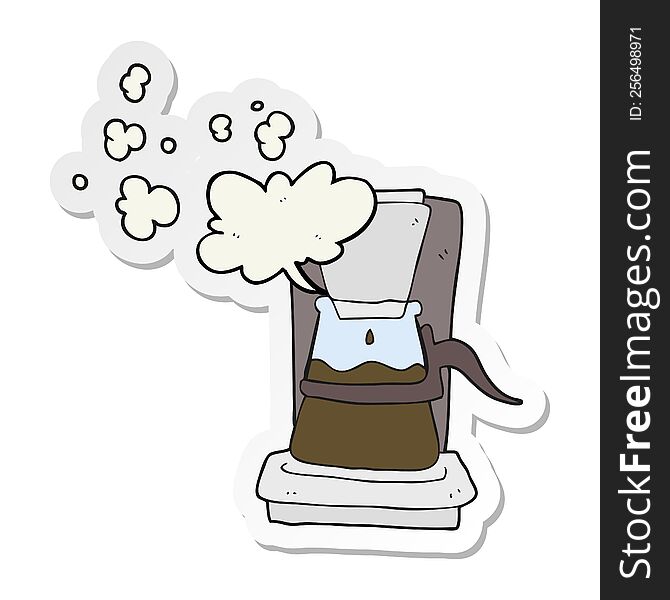 sticker of a cartoon drip filter coffee maker