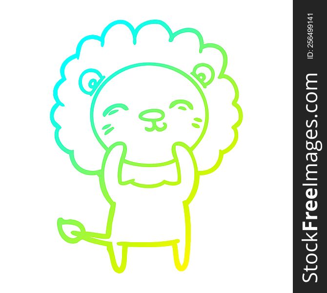 Cold Gradient Line Drawing Cartoon Lion
