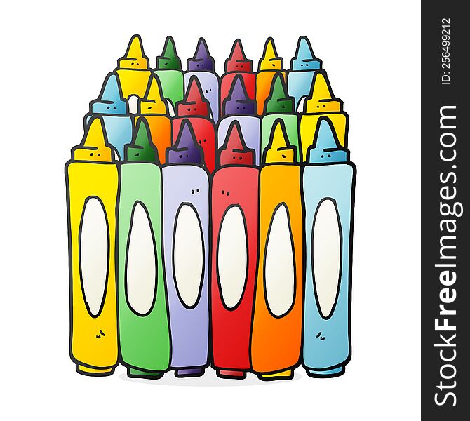 freehand drawn cartoon crayons