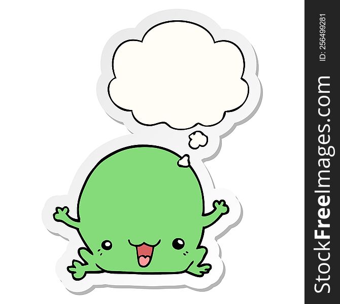 Cartoon Frog And Thought Bubble As A Printed Sticker