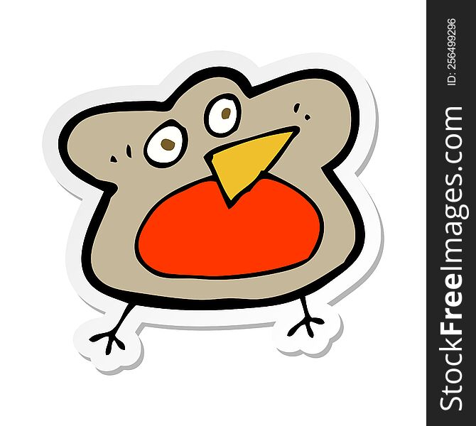 Sticker Of A Funny Cartoon Robin